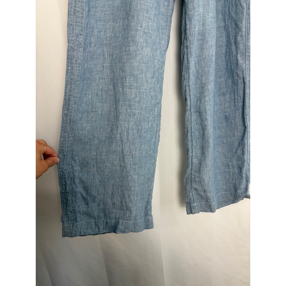 Athleta Cabo Linen Wide Leg Pants Chambray Drawstring Size 2 Resort European - Picture 3 of 8